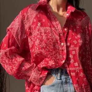red linen ralph lauren button down